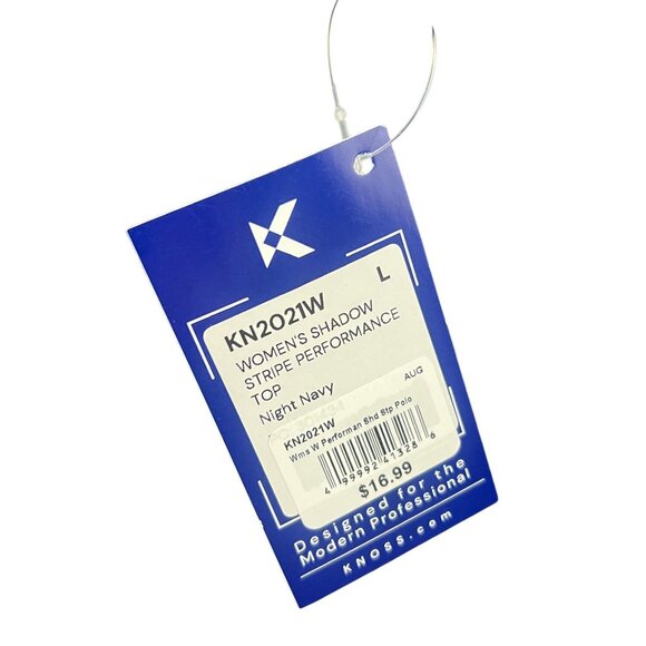 Knoss NWT Womens Shadow Stripe Performance Top L Night Navy Casual Relaxed Fit - Picture 3 of 4